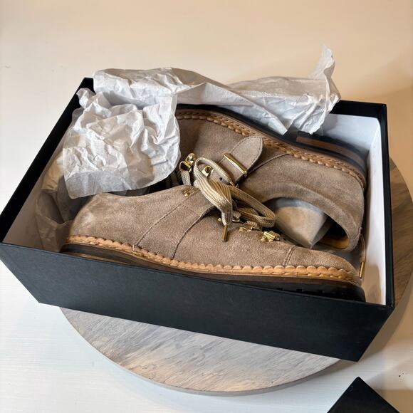 The Office of Angela Scott Mr. Logan Tan Suede Buckle Lace-Up Oxfords 37 / US 7 - Picture 15 of 15